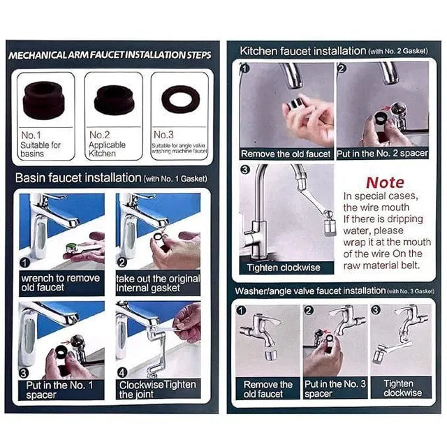 Rotating Faucet/Tap Extender | Stainless Steel | 360° rotation