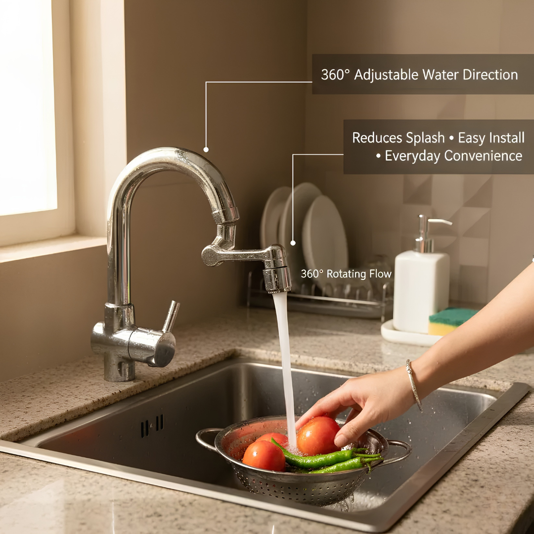 Rotating Faucet/Tap Extender | Stainless Steel | 360° rotation