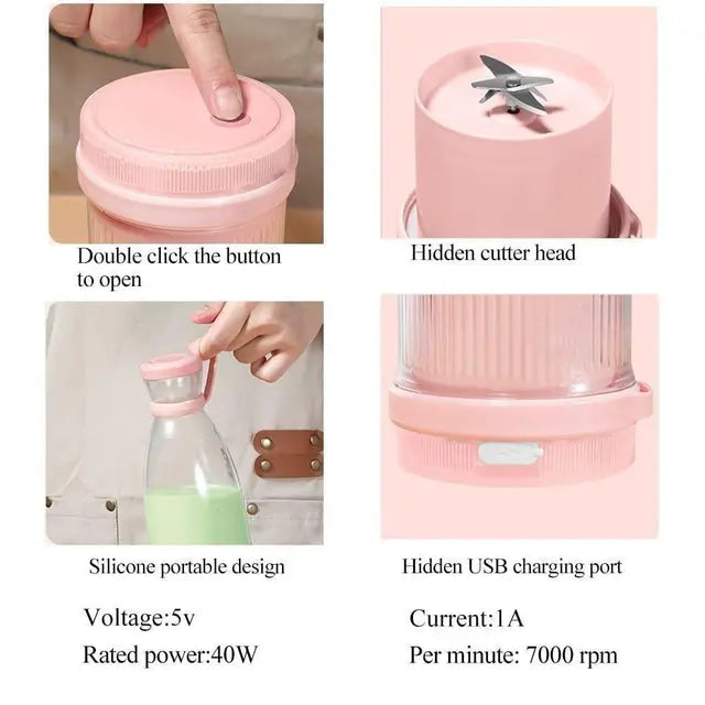 Electric Portable Mini Juicer Bottle | Wireless Personal Size Juicer Blender